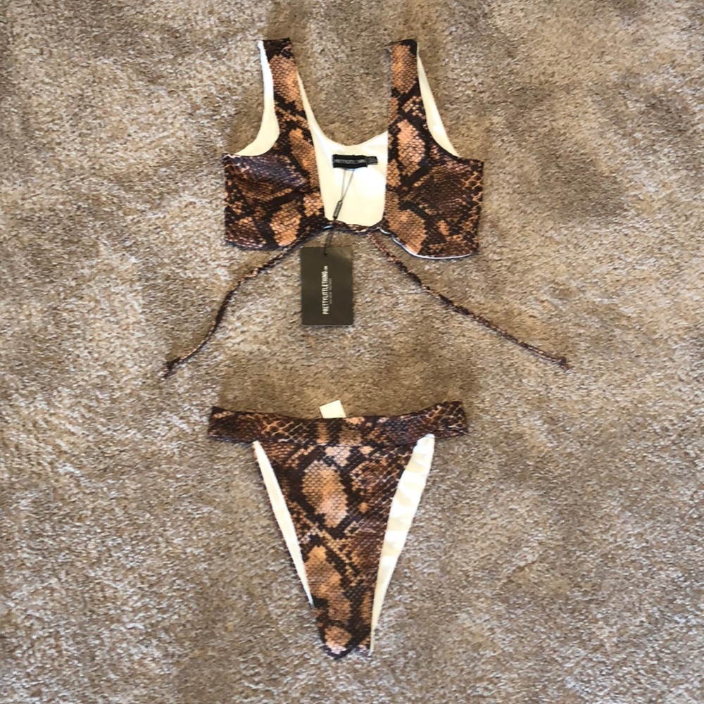 Brand New Pretty Little Thing Snake Print Bikini